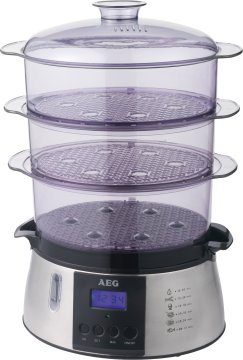 AEG DG 5552 pentola a vapore 3 cestello/i 700 W Nero, Acciaio inox, Trasparente