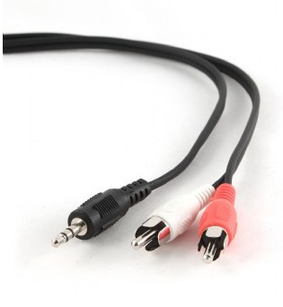 Gembird 10m, 3.5mm/2xRCA, M/M cavo audio Nero, Rosso, Bianco