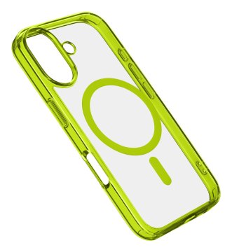 Cellularline Iconic Mag - iPhone 16 Custodia trasparente con bordi colorati compatibile con ecosistema Magsafe