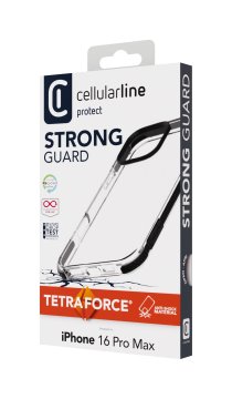 Cellularline Tetra Force Strong Guard - iPhone 16 Pro Max Custodia flessibile ultra-protettiva, anti-shock con tecnologia antibatterica Microban® integrata