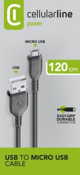 Cellularline Power Cable 120cm - MICRO USB Cavo MICRO USB per ricarica e trasferimento dati