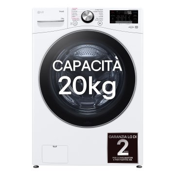 LG F0P3020TSWC Lavatrice capacità XL 20kg AI DD™ Serie P3, Classe B, 1000 giri, TurboWash 360, Vapore, Wi-Fi, Bianco