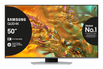 Samsung Q80D TV QLED 4K 50” QE50Q80DATXZT Smart TV Wi-Fi Eclipse Argento 2024, Processore NQ4 AI GEN2, 4K AI Upscaling, Simple Chamfer Design, Dolby Atmos