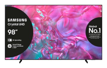 Samsung TV Crystal UHD 4K 98” UE98DU9070UXZT Smart TV Wi-Fi Graphite Nero 2024, Processore Crystal 4K, 4K Upscaling, Slim Look, OTS Lite