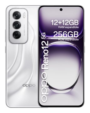 OPPO Reno12 5G AI Smartphone, Tripla fotocamera 50+8+2MP, Selfie 32MP, Display 6.7” 120HZ AMOLED FHD+, 5000mAh, RAM 24 GB (12+12) + ROM 256GB, [Versione Italia], Astro Argento