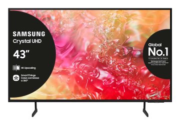 Samsung TV Crystal UHD 4K 43” UE43DU7170UXZT Smart TV Wi-Fi Nero 2024, Processore Crystal 4K, 4K Upscaling, Slim Look Design, OTS Lite