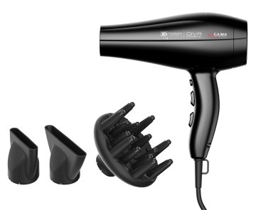GA.MA Phon Diva Ceramic Ion, 2300 W, Tecnologia agli Ioni, Componenti interni in Ceramica, Anti Crespo, Per Capelli Sani e Look Duraturi, Motore AC a Lunga Durata, 6 Combinazioni di Temperatura e Velo