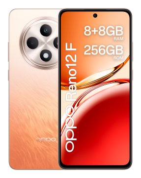 OPPO Reno12 F 4G AI Smartphone, Tripla fotocamera 50+8+2MP, Selfie 32MP, Display 6.67” 120HZ AMOLED FHD+, 5000mAh, RAM 16 GB (8+8) + ROM 256GB, [Versione Italia], Amber Orange