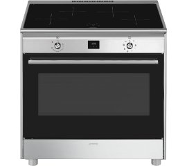 Smeg CG90CIXT cucina A Elettrico Piano cottura a induzione Nero, Acciaio inox
