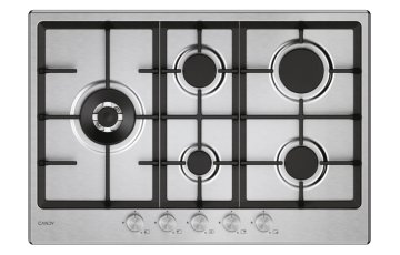 Candy CHG7WL4WTX Acciaio inox Da incasso 74.5 cm Gas 5 Fornello(i)