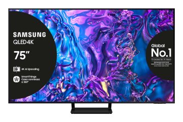 Samsung Q70D TV QLED 4K 75” QE75Q70DATXZT Smart TV Wi-Fi Nero 2024, Quantum Processor 4K, 4K AI Upscaling, AirSlim Design, OTS Lite