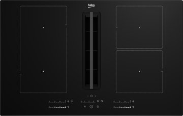 Beko HIXI 84700 UF Nero Da incasso 80 cm Piano cottura a induzione 4 Fornello(i) Cappa da incasso