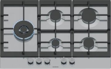 Siemens EC7A5SI90 piano cottura Nero, Acciaio inox Da incasso 75 cm Gas 5 Fornello(i)