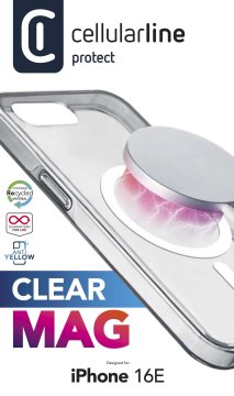 Cellularline Clear Mag - iPhone 16E Custodia rigida con bordi in gomma compatibile con ecosistema MagSafe