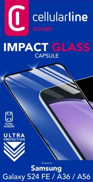 Cellularline Impact Glass Capsule - Galaxy S24 FE / A36 / A56 Vetro temperato resistente da bordo a bordo