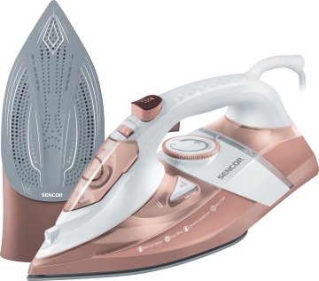 Sencor SSI 8300RS ferro da stiro Ferro a vapore Piastra in Ceramica 3200 W Marrone, Bianco