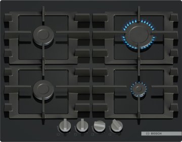 Bosch Serie 4 PNP6B6K40 , Piano cottura a gas, 60 cm, Vetro temperato, Nero