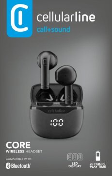 Cellularline Core Auricolare Bluetooth TWS con custodia di ricarica e display led