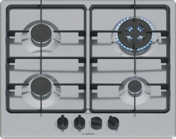 Bosch Serie 4 PGH6B5K60 , Piano cottura a gas, 60 cm, Acciaio inox