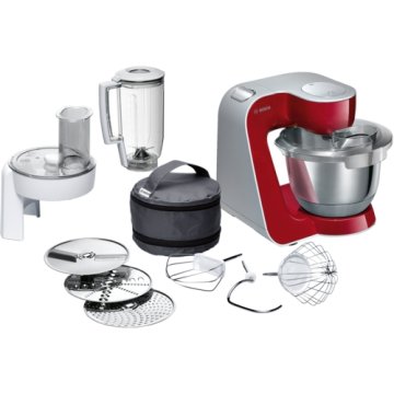 Bosch MUM58720 robot da cucina 1000 W 3,9 L Grigio, Rosso, Acciaio inox