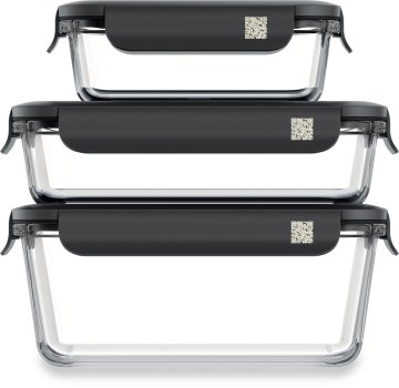 Miele GaLa Rettangolare Contenitore 3 L Nero, Trasparente 3 pz