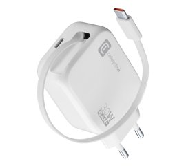 Cellularline Retractable Power 30W Caricabatterie da rete 30W con cavo retrattile USB-C e porta USB-C
