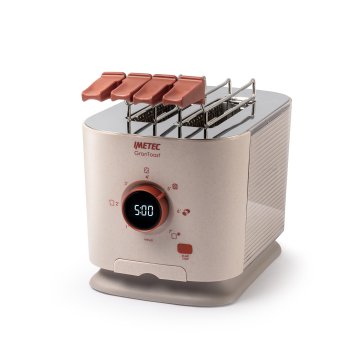 Imetec Grantoast - Tostapane 2 Fette XL con Pinze Apribili per Toast Farciti - 7 Livelli Doratura, Facile Pulizia, Display LED, Griglia Scalda Brioche, Pizzette e Focacce, Timer Digitale, Acciaio Inox