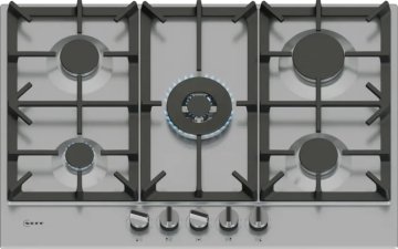 Neff T27CIQ8N0 piano cottura Nero, Acciaio inox Da incasso 75 cm Gas 5 Fornello(i)