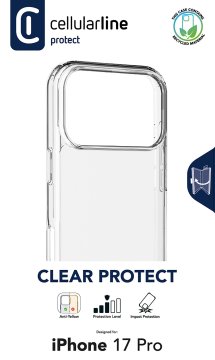Cellularline Clear Strong - iPhone 17 Pro Custodia rigida con bordi in gomma