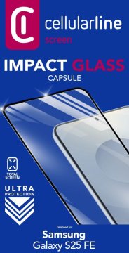 Cellularline Impact Glass Capsule - Galaxy S25 FE Vetro temperato resistente da bordo a bordo