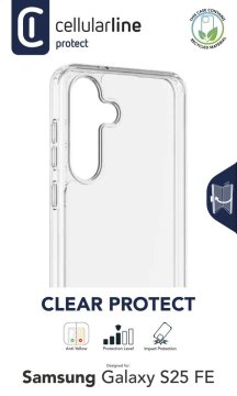 Cellularline Clear Strong - Galaxy S25 FE Custodia rigida con bordi in gomma