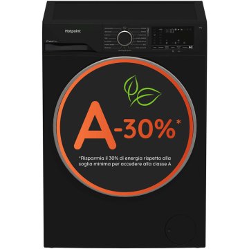 Hotpoint Ariston HB 103B CARE IT, Capacità 10kg, classe A -30%, colore Nero, 1400 giri, Display digitale XL, Vapore