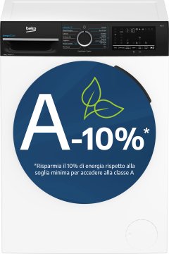 Beko b300 BMWEP8147DB: Lavatrice 8kg, classe A-10%, 1400giri, linea estetica NX, motore inverter, Display Touch, colore Bianco, oblò Nero, tecnologia EnergySpin™, funzione a vapore SteamCure™