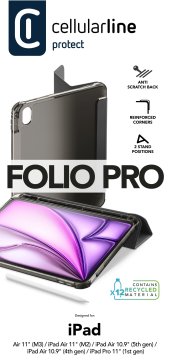 Cellularline Folio Pro - iPad Pro 11" (2018) / Air 10.9" (2022) /Air 10.9'' (2020) / Air 11'' (2024) Custodia per tablet con funzione stand