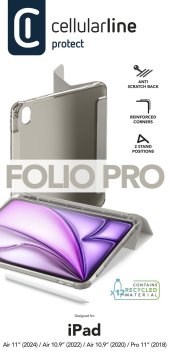 Cellularline Folio Pro - iPad Pro 11" (2018) / Air 10.9" (2022) /Air 10.9'' (2020) / Air 11'' (2024) Custodia per tablet con funzione stand e slot porta penna