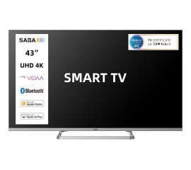 SABA SMART TV 43" FULL HD, Sistema operativo VIDAA, Triplo ter DVBT2/C/S2 HEVC MAIN10, Certificato TivuSAT, Piedistallo centrale, Dolby Audio