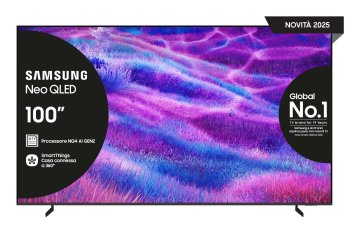 Samsung Neo QLED AI TV 100" QE100QN80FUXZT 4K Mini LED, Processore NQ4 AI Gen2, 4K AI Upscaling, Motion Xcelerator 144Hz, Neo Quantum HDR, Dolby Atmos & OTS Lite, Simple Chamfer Design, Vision AI Smar