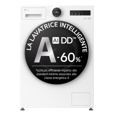 LG F4X9009TWCE Lavatrice 9kg AI DD™ Serie X9, Classe A-60%, 1400 giri, Display Easy Circle, Wi-Fi, AI Wash, TurboWash
