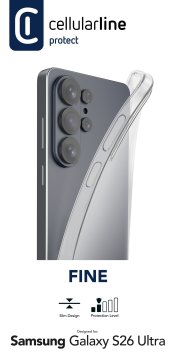 Cellularline Fine - Galaxy S26 Ultra Cover in gomma morbida ultra sottile e trasparente