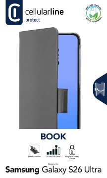 Cellularline Book - Galaxy S26 Ultra La protezione essenziale con chiusura di sicurezza magnetica
