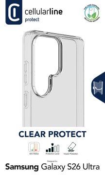 Cellularline Clear Protect - Galaxy S26 Ultra Custodia rigida con bordi in gomma