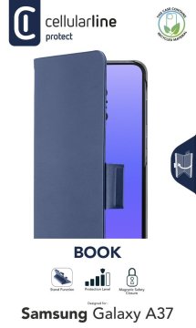 Cellularline BOOK 3 – Galaxy A37 Custodia a libro con chiusura magnetica, tasca portacarte ed estrazione facilitata. Protegge il telefono senza ostacolare l’accesso a tasti e connettori.