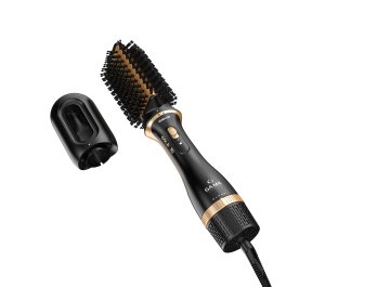 GA.MA Multistyler Oro Ion: è lo strumento multifunzione che rivoluziona la tua routine di styling. Include due accessori intercambiabili: la spazzola a doppia testa con setole miste, e l'asciugacapel