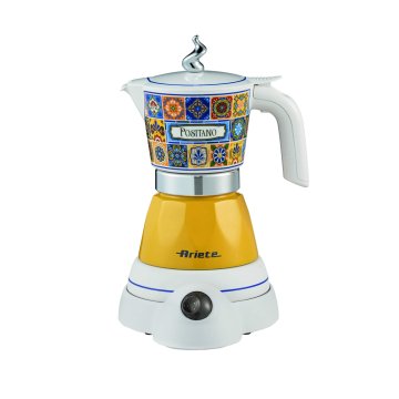 Ariete 1358 Moka Aroma Positano, Moka elettrica, 400W, 2/4 tazze, Cordless, Spegnimento automatico, Mantenimento temperatura