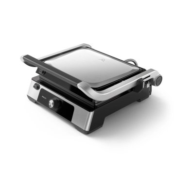 Philips Serie 5000 Grill elettrico bistecchiera, 2200W, Apertura 180°, Piastre rimovibili HD6301/90