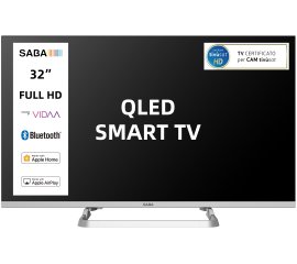 SABA SA32QM10VDA SMART TV QLED 32" FULL HD, Sistema operativo VIDAA, Triplo tuner DVBT2/C/S2 HEVC MAIN10, Certificato TivuSAT, Piedistallo centrale, Dolby Audio
