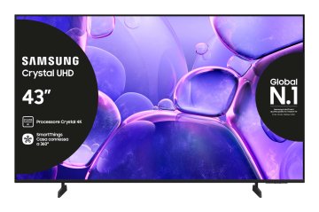 Samsung Crystal UHD 43" UE43U8000FUXZT 4K, Processore Crystal 4K, HDR, Smart Experience, OTS Lite & Adaptive Sound, Metal Stream Design, Smart TV, 2025