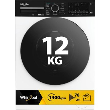 Whirlpool FRONT LOADER STD, Capacità 12kg, classe A -10%, bianco, Autodose, vapore, porta nera, Wi-Fi