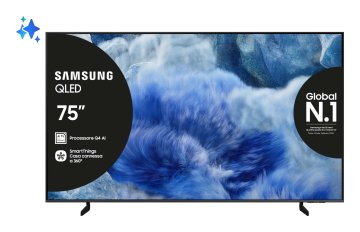 Samsung QLED AI TV 75" QE75Q8FAAUXZT 4K, Processore Q4 AI, 4K Upscaling, Color Booster Pro, OTS Lite, Air Slim Design, Vision AI Smart TV, 2025