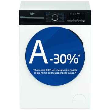 Beko b300 BMWEP9149DB 9kg, Classe A-30%, Bianco, Motore Inverter 1400giri, Display touch, Porta nera, EnergySpin™, Vapore